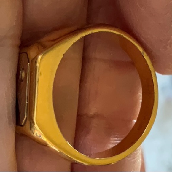 Avon 18K Hard Gold Electroplated Tigers Eye Sparkly Stone Signet Ring Vintage - Picture 9 of 16